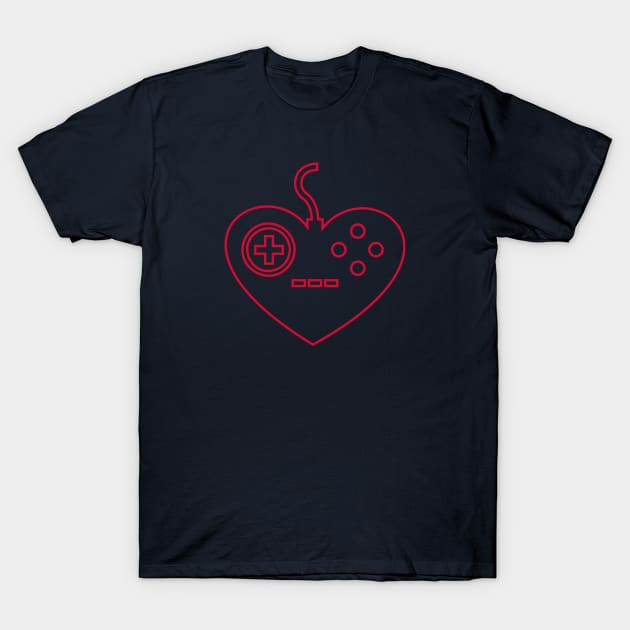 Video Gamer Valentines Day - Controller Heart T-Shirt by numidiadesign